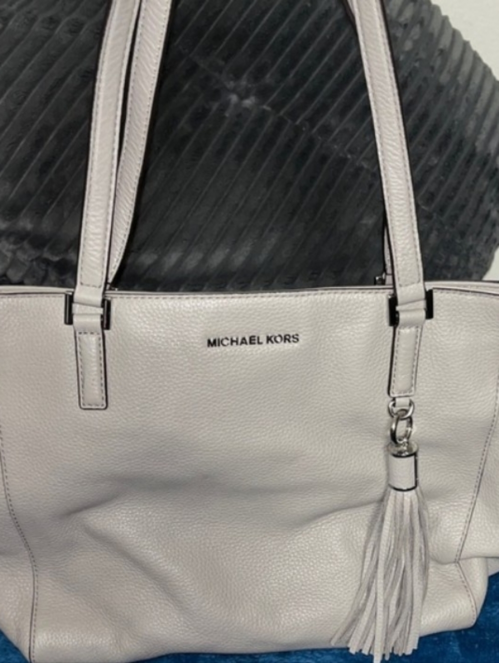 Michael Kors Light Gray Tote with Tassel and Wallet